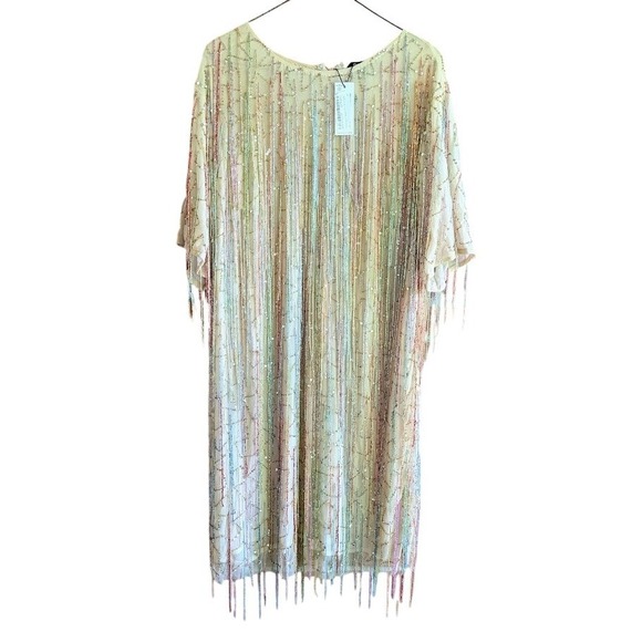 Nasty Gal Dress Size 20 Tassel Beaded Sequin Bling Glam Unique Event Cocktail - Picture 2 of 11